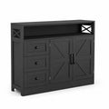 Credenza in Legno MDF Nero con Ante e Cassetti