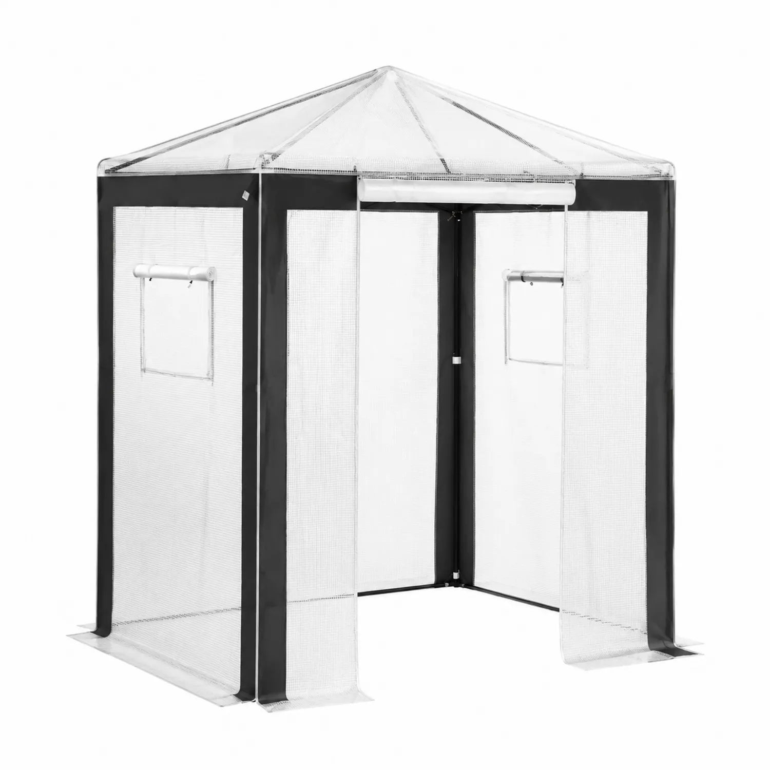 Serra da Giardino in Metallo e Tessuto PVC Trasparente, 140x140x195 cm