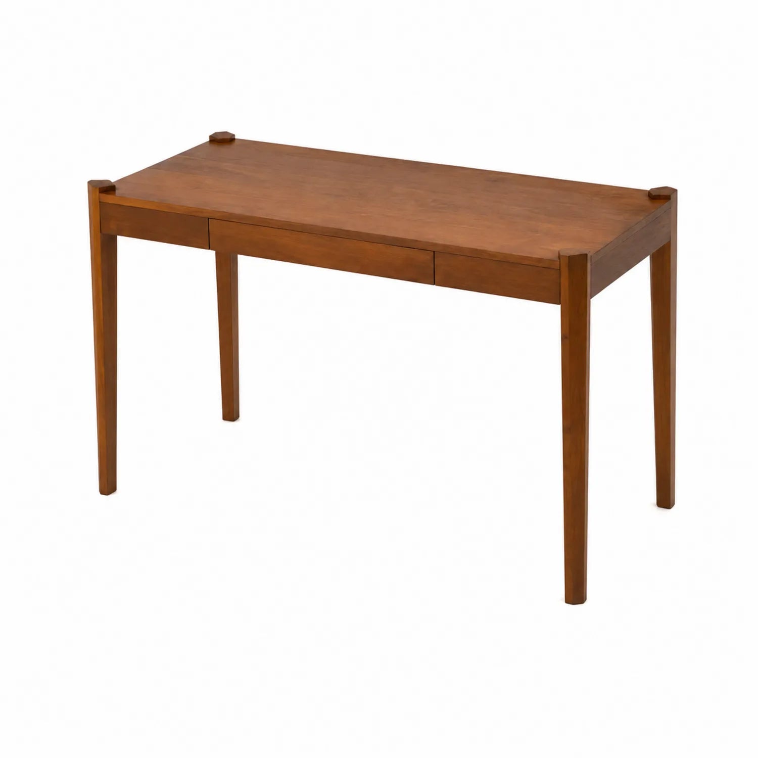 Scrivania rettangolare in legno massello marrone con cassetto 120x60x75 cm