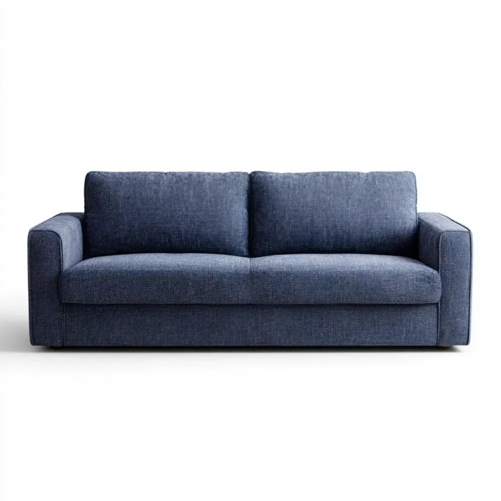 Three-Seater Sofa Fabric Upholstery 200x90x85 cm - Blue - Modern Design