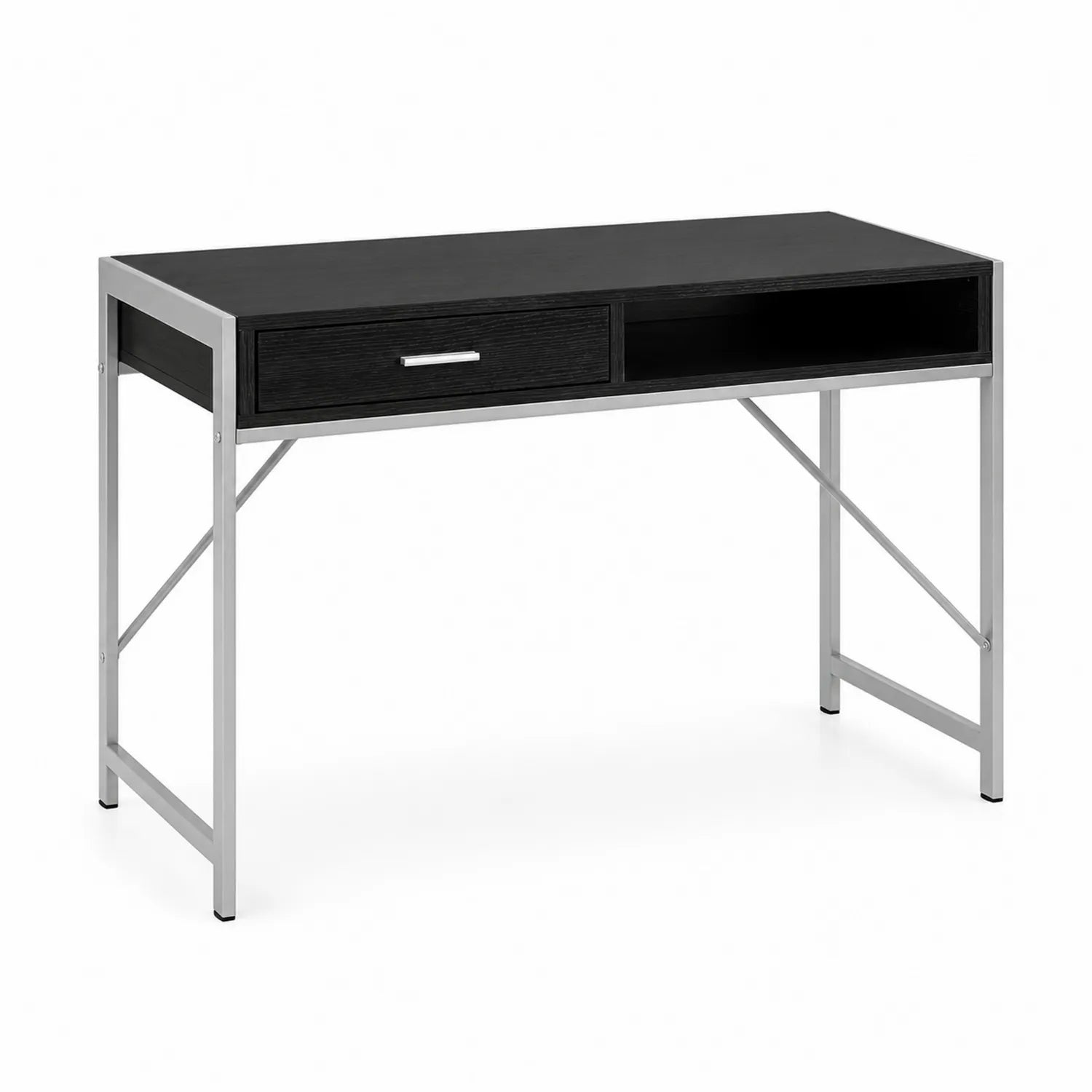 Scrivania in Metallo e Legno Composito Nero 120x60x75cm