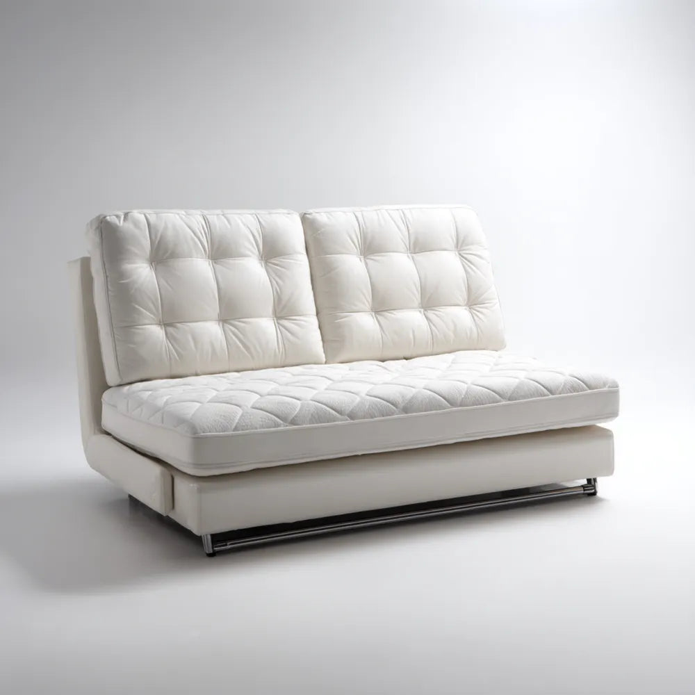 Convertible Sofa Bed 185x90x85 cm - White Fabric Upholstered - Modern Design