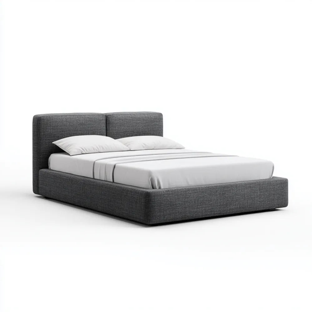 Double Bed Upholstered Fabric 200x150x100 cm - Dark Gray - Modern Design
