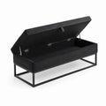 Panca contenitore in velluto e metallo nero 120x40x45 cm