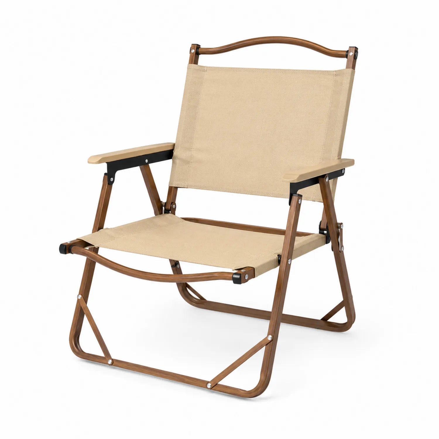 Sedia pieghevole in legno e tessuto beige
