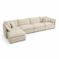 Divano angolare modulare in tessuto beige