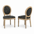 Set di 2 Sedie in Legno con Rivestimento in Pelle Nera