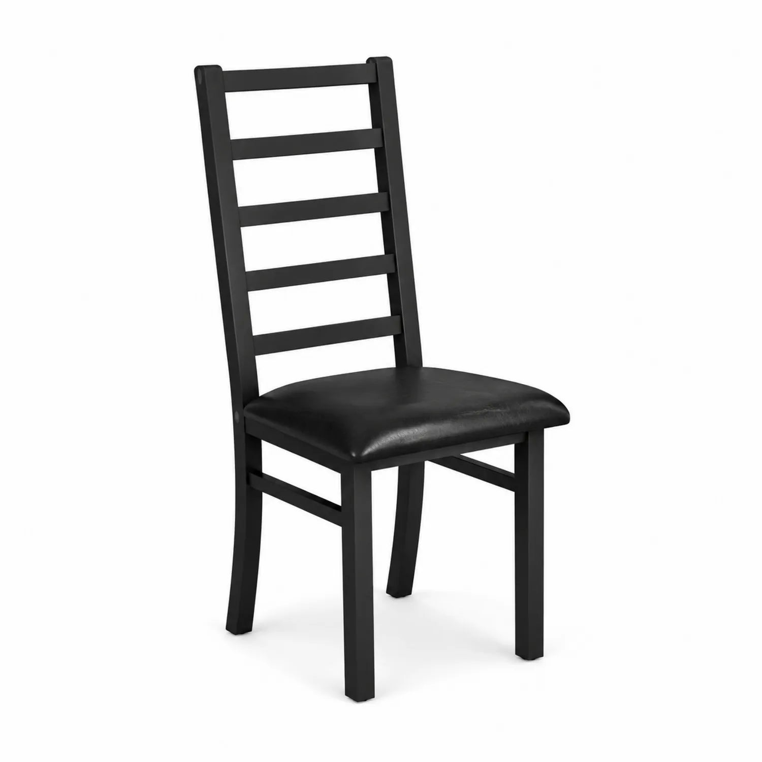 Sedia in legno con seduta in pelle sintetica nera