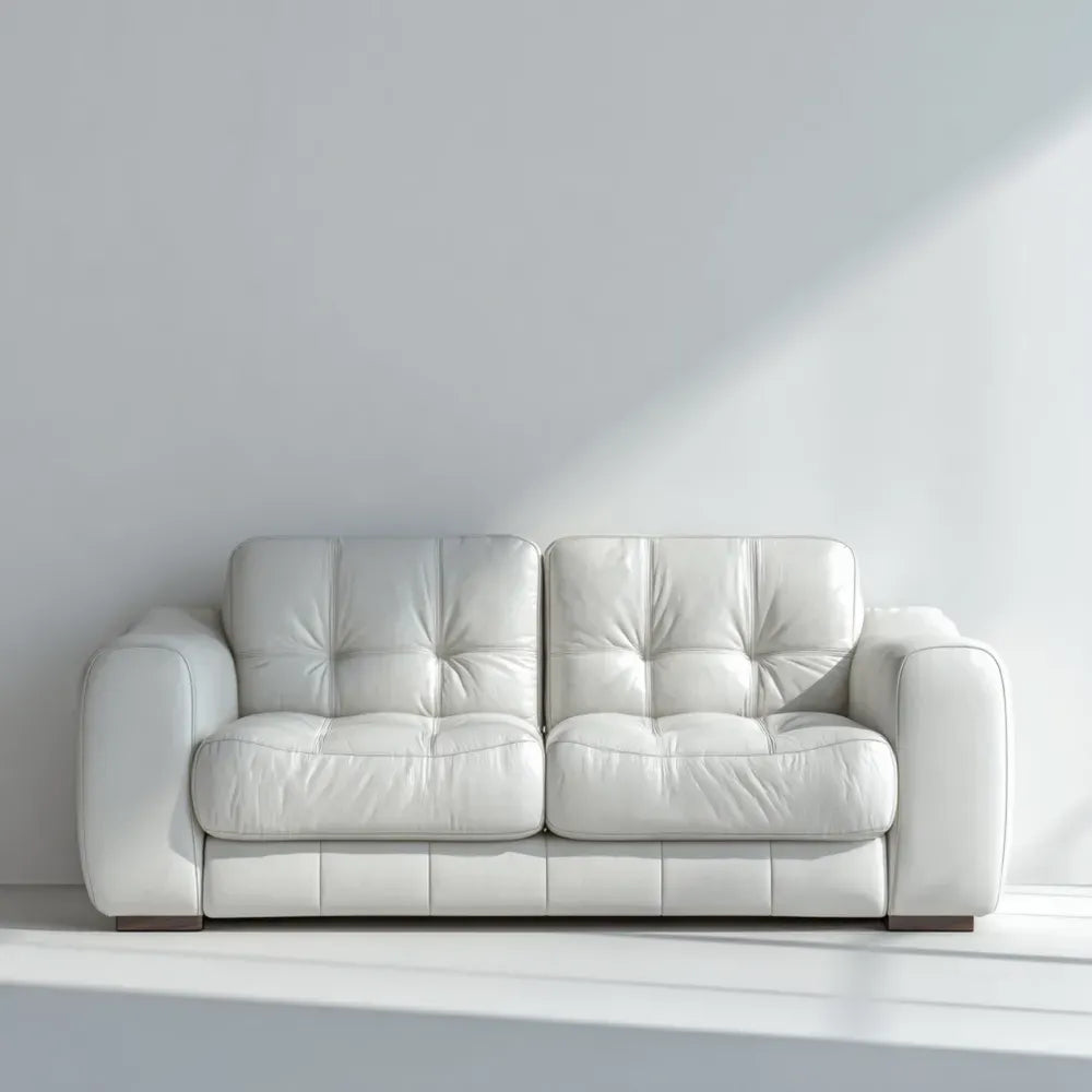 Modern Leather Sofa 180x90x85 cm - White