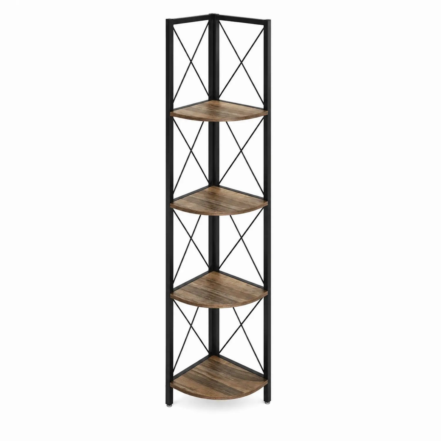 Scaffale angolare a 5 ripiani in metallo e MDF