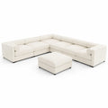 Divano modulare in tessuto bianco con pouf