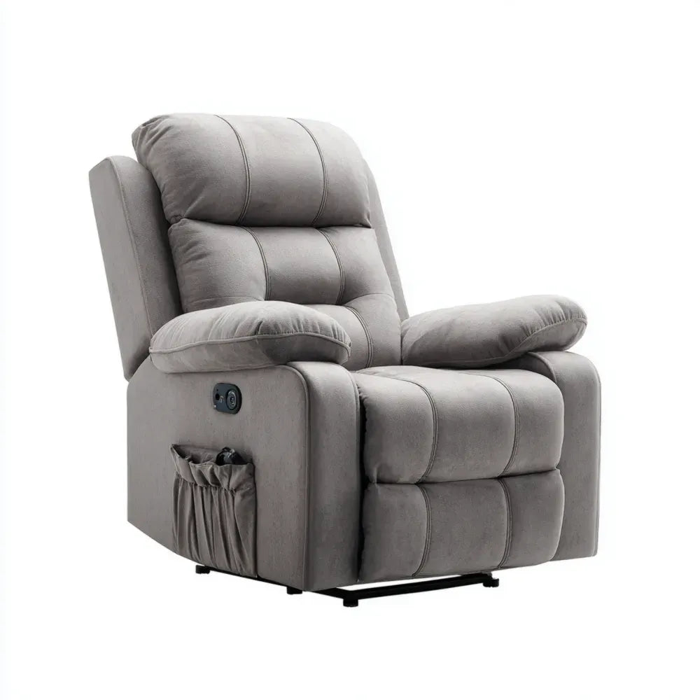 Recliner Chair 85x90x105 cm Soft Fabric Upholstery Gray – Modern Design