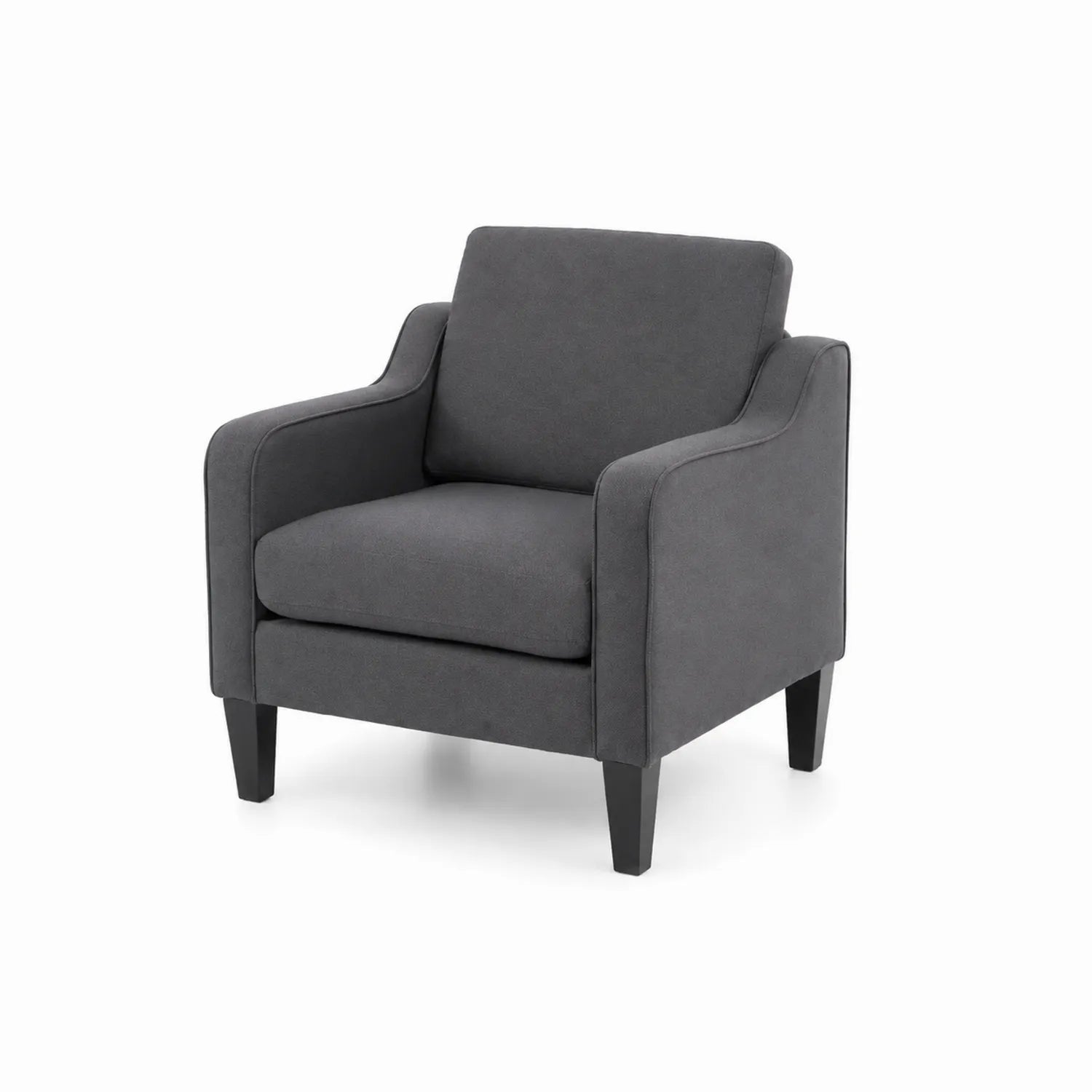 Poltrona in Tessuto Poliestere Grigio con Gambe in Legno di Faggio