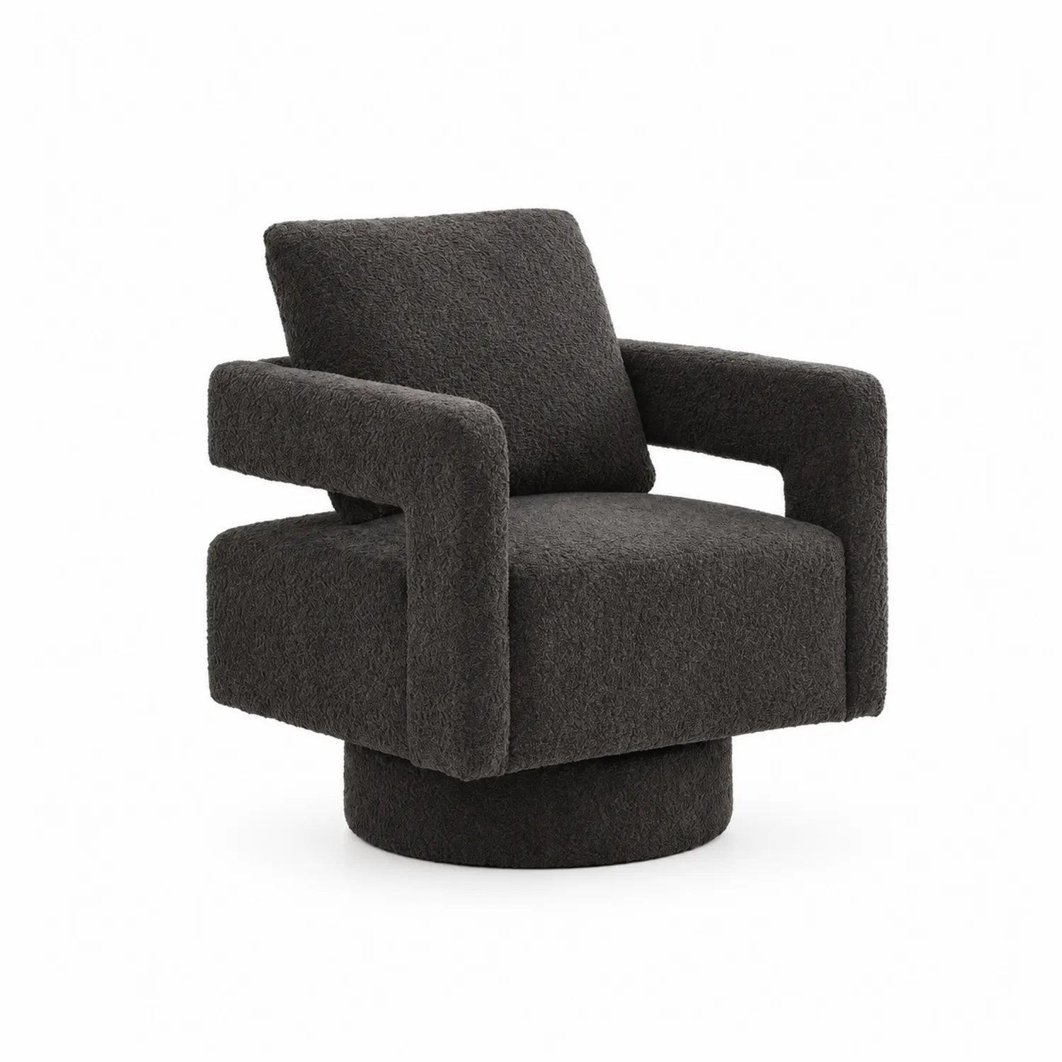 Poltrona girevole in Tessuto Bouclé Nero