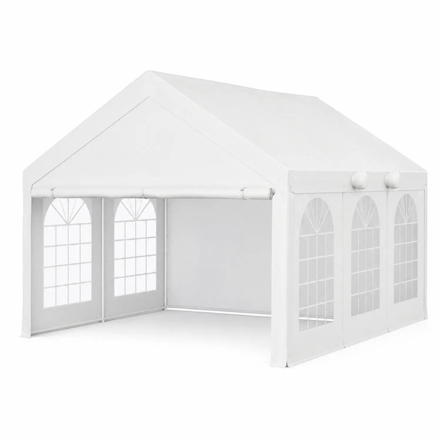 Gazebo da Giardino in Acciaio e Tela in Polietilene Bianco