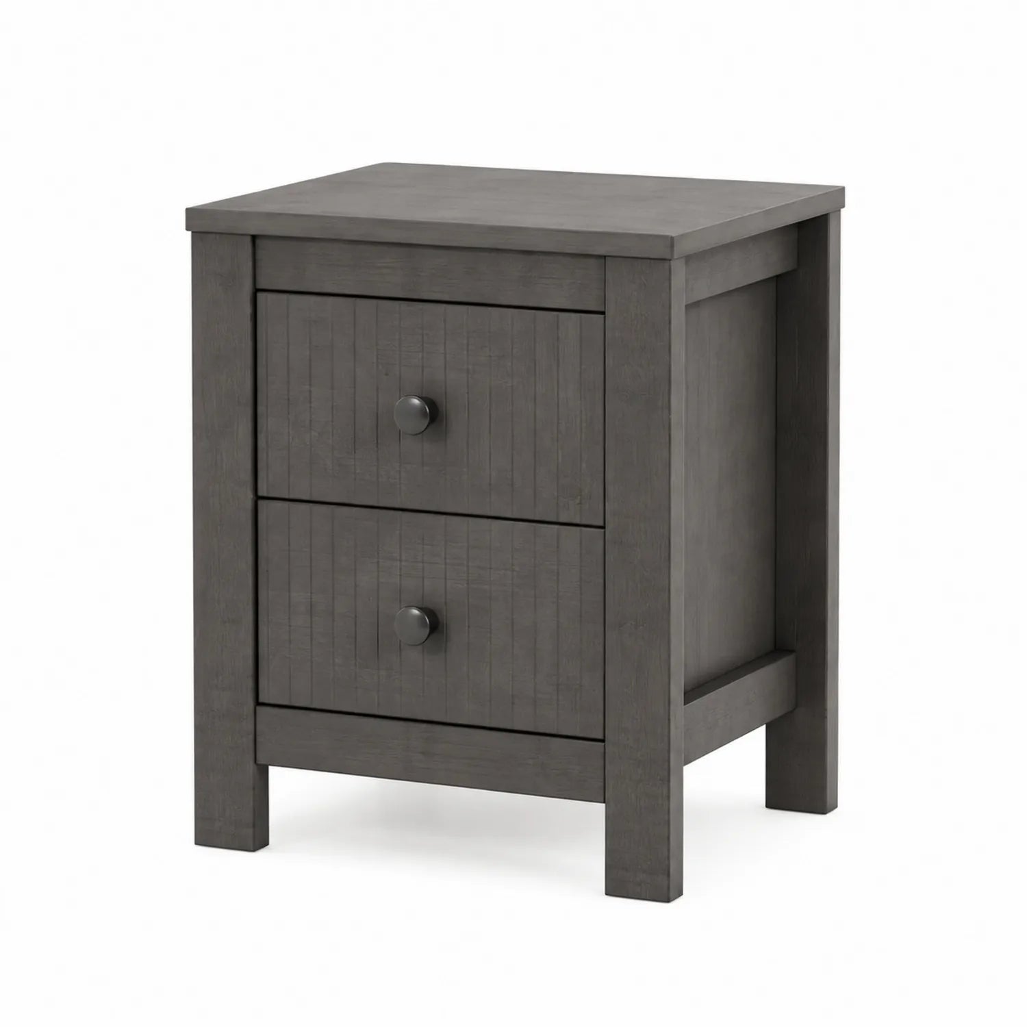 Comodino in legno con 2 cassetti grigio