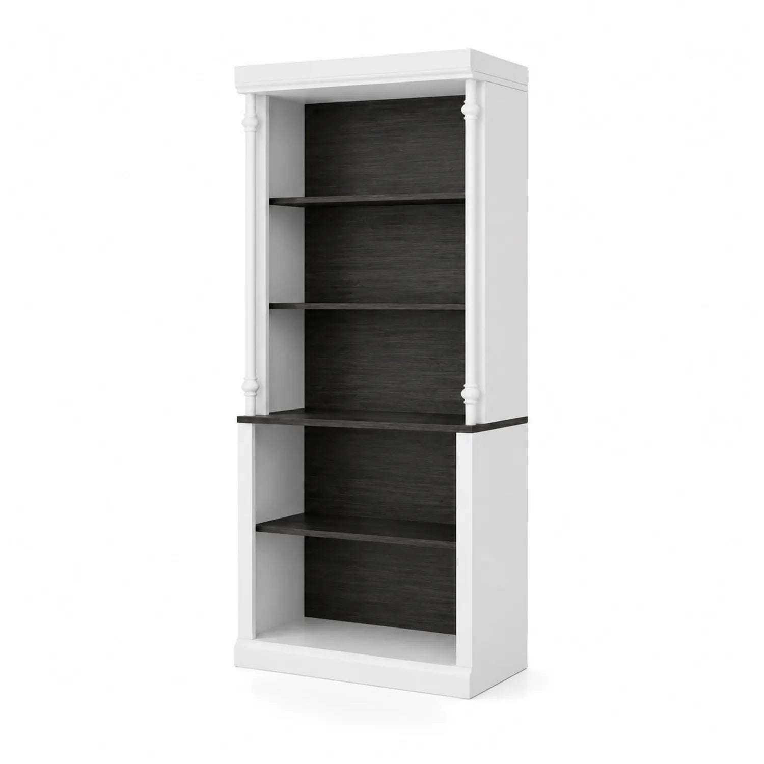 Libreria a Colonne in MDF Bianco e Nero con 5 Ripiani