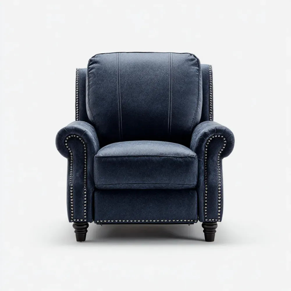 Recliner Chair Fabric Upholstery 85x100x95 cm - Dark Blue - Traditional Design