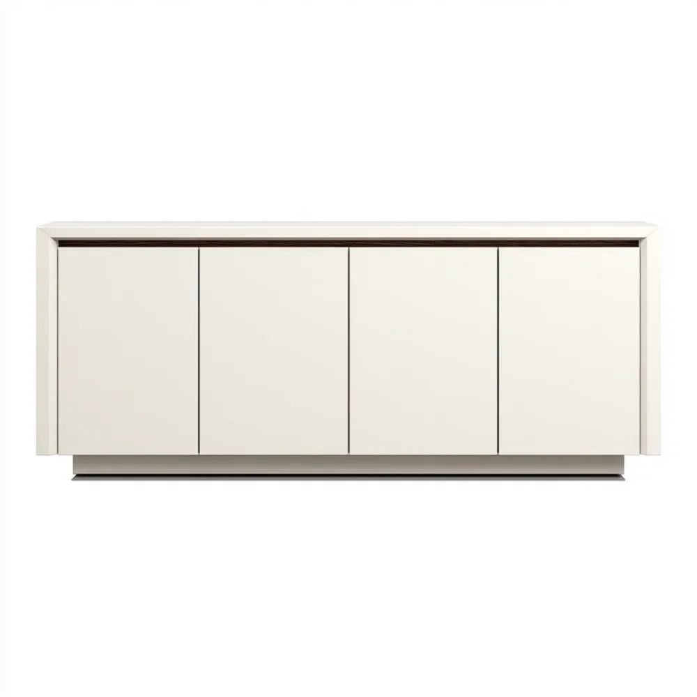 Sideboard with 4 Doors – Wood/MDF 180x40x75 cm – White – Modern Design