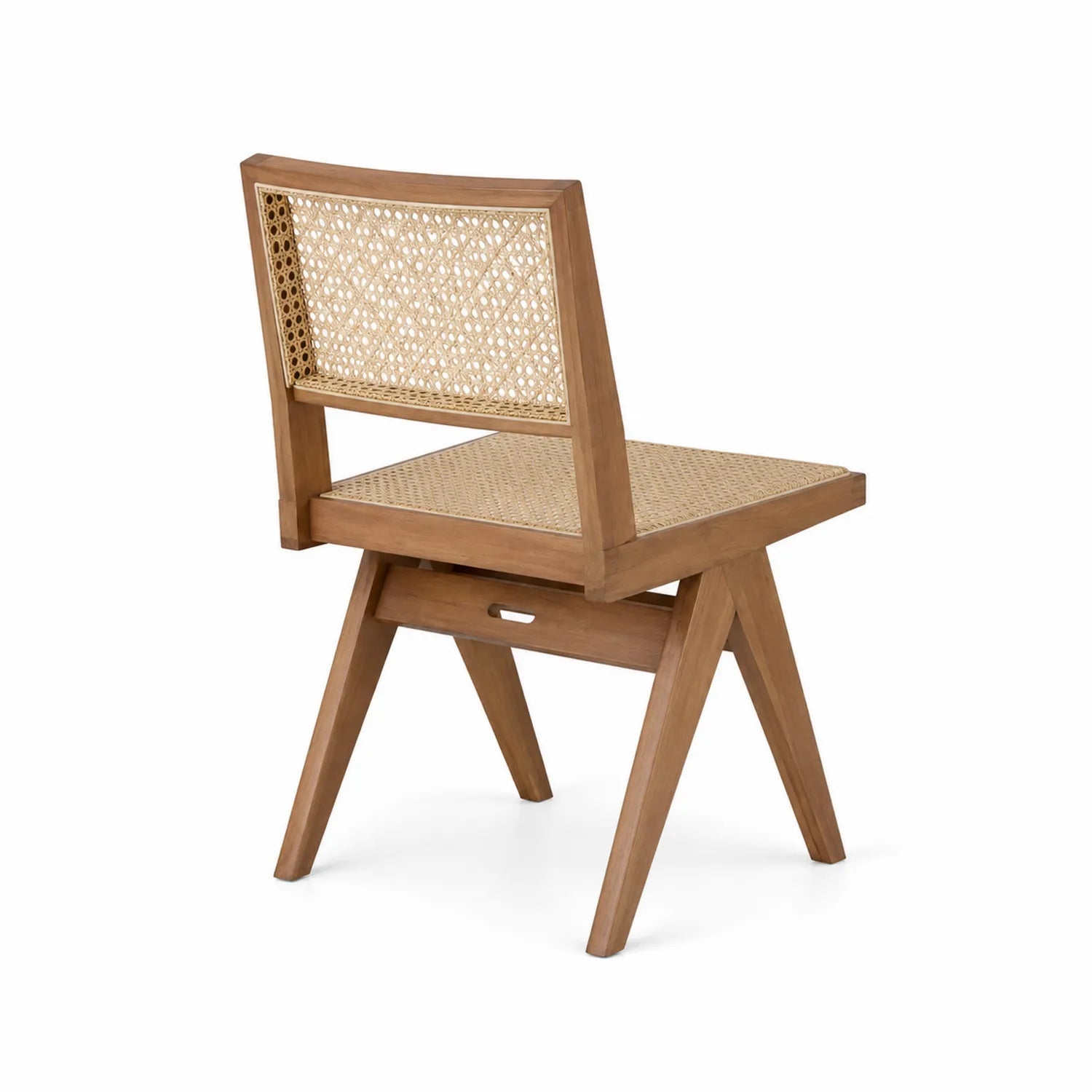 Sedia da pranzo in legno di teak e rattan