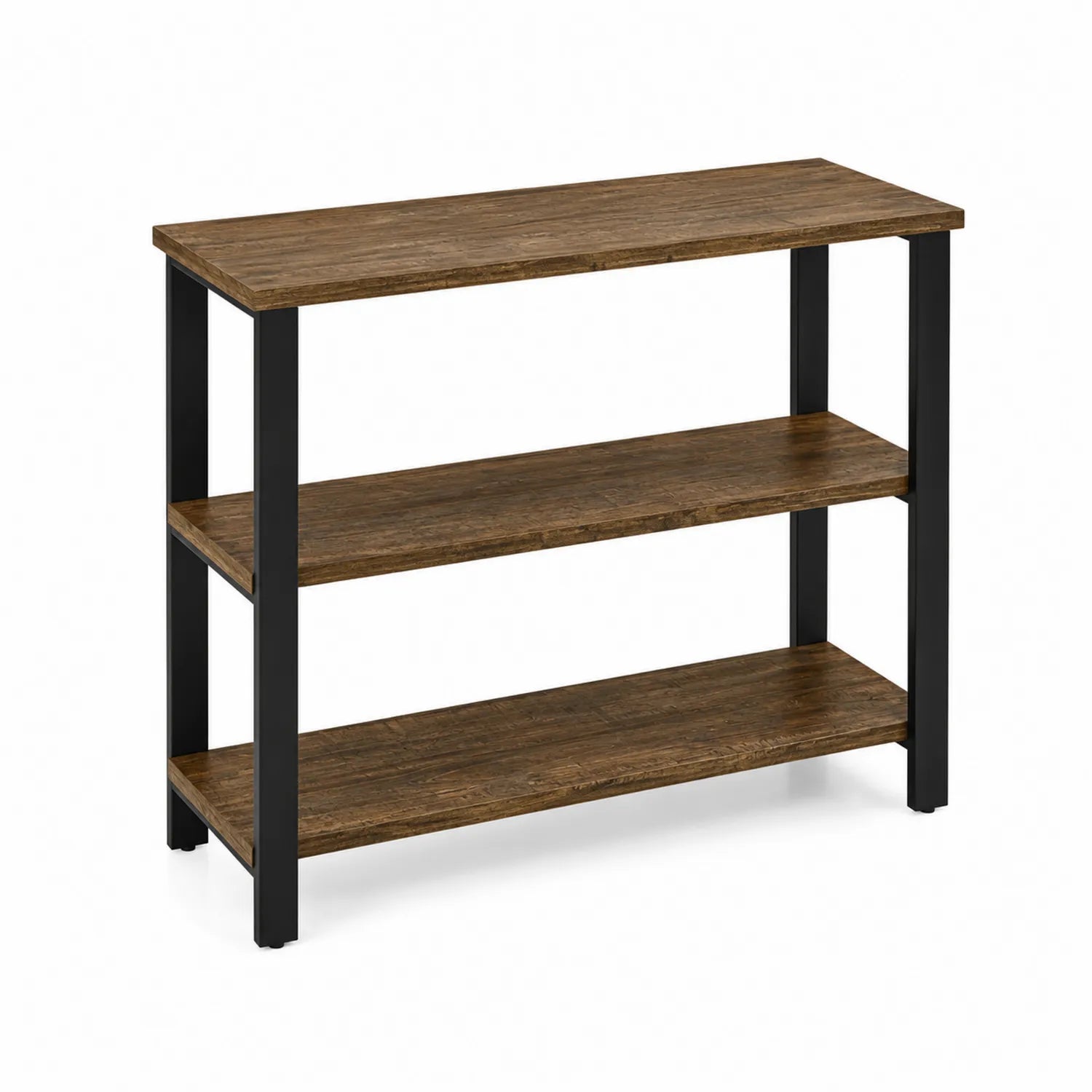 Scaffale a 3 Ripiani Legno Metallo 80x30x75 cm Marrone/Nero