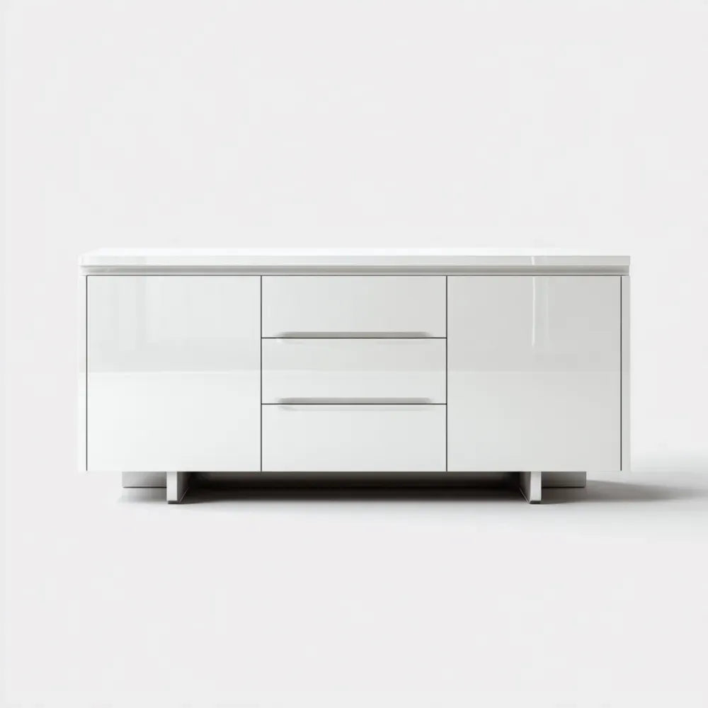 Sideboard 160x40x80 cm High Gloss White Finish - Modern Design