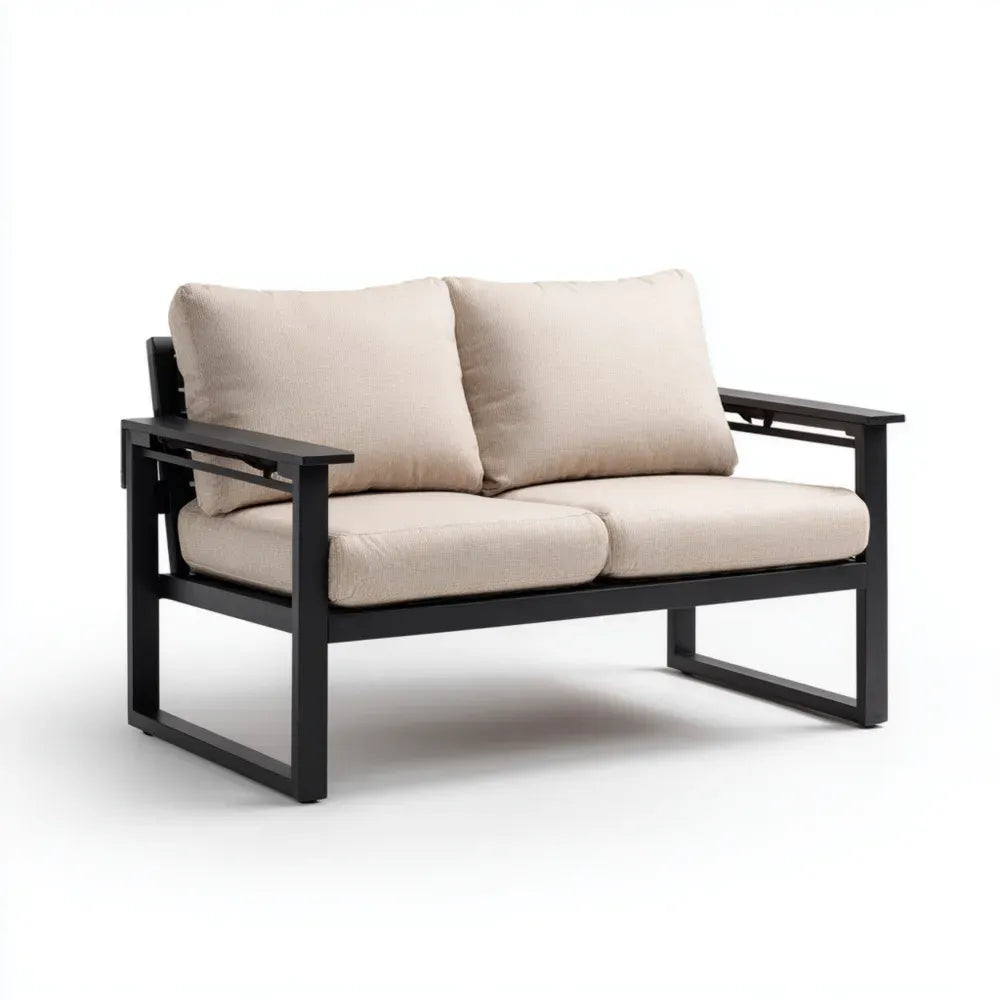 Patio Sofa Set - Aluminum 120x70x75 cm – Beige/Black – Contemporary Design