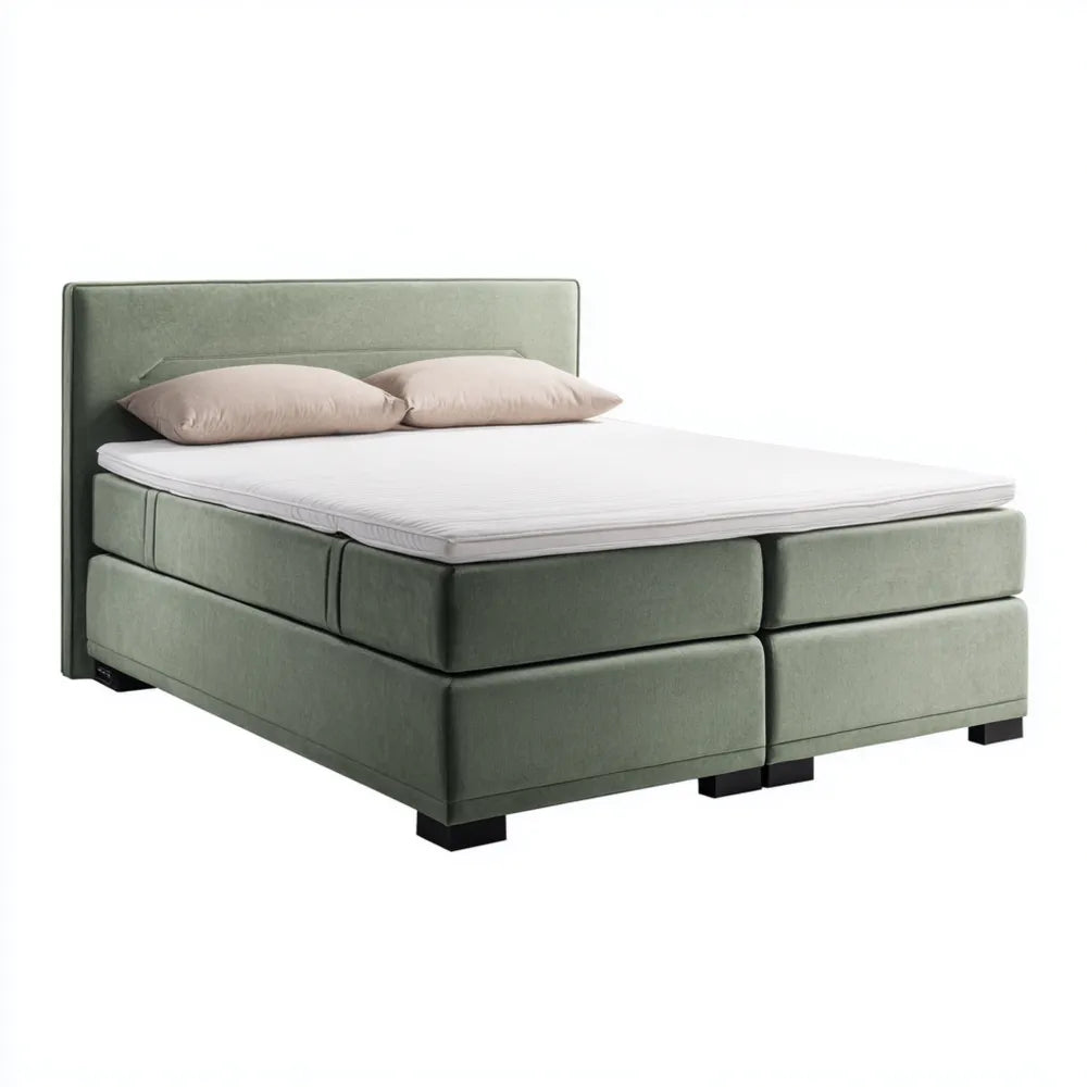 Double Bed Upholstered with Mattress 200x160x50 cm - Green - Modern Design