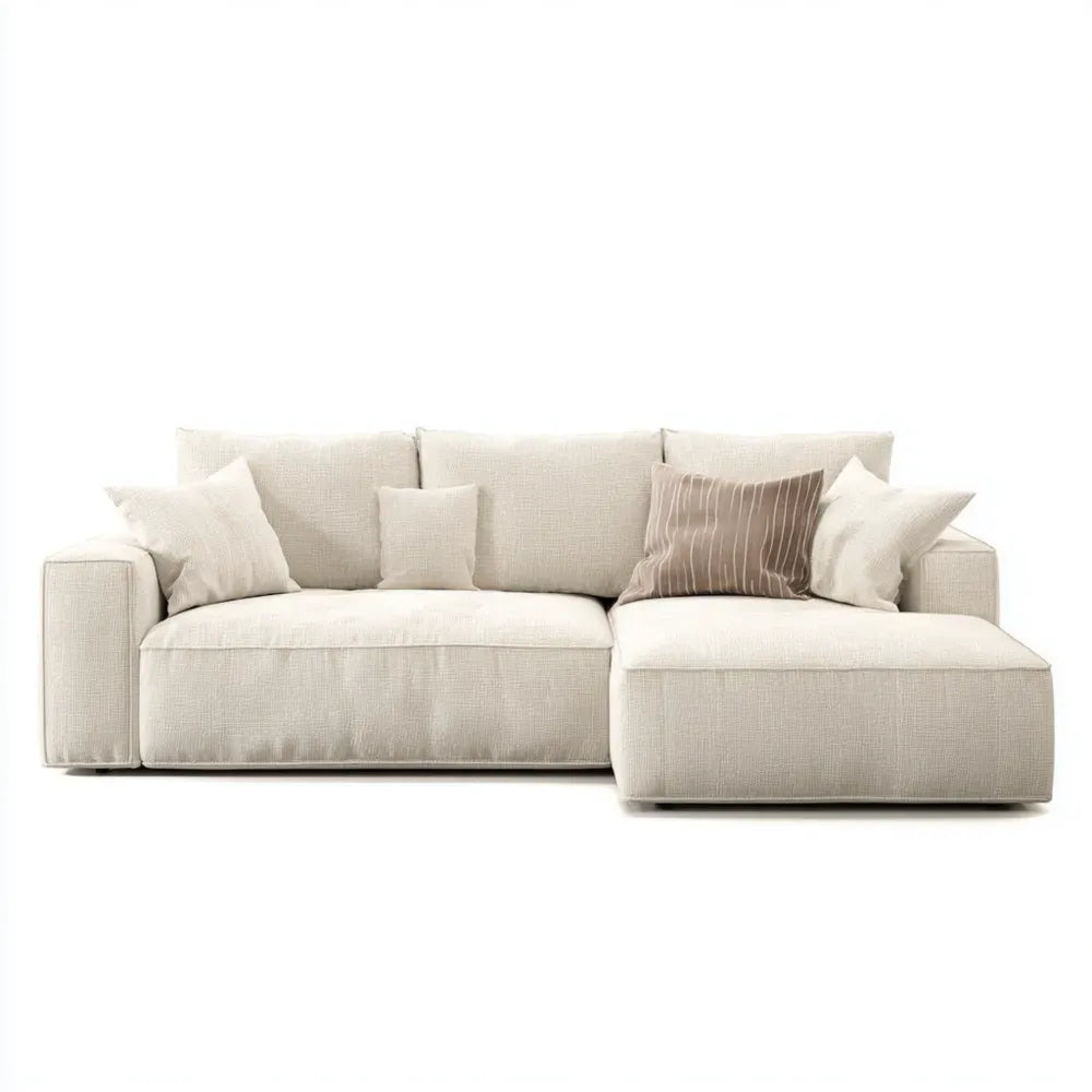 Sectional Sofa Set Fabric Upholstered Beige – 270x160x90 cm – Contemporary Design