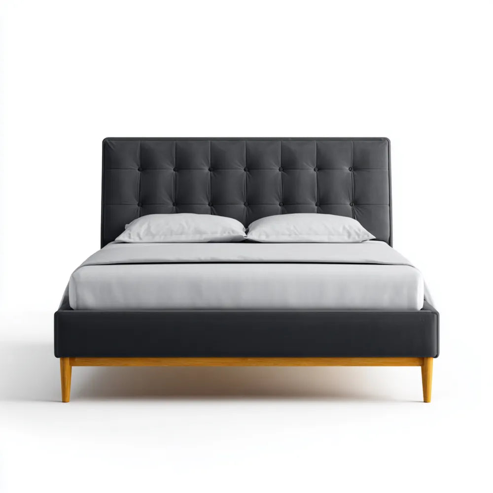 Double Bed Upholstered 200x160x100 cm - Black - Modern Design