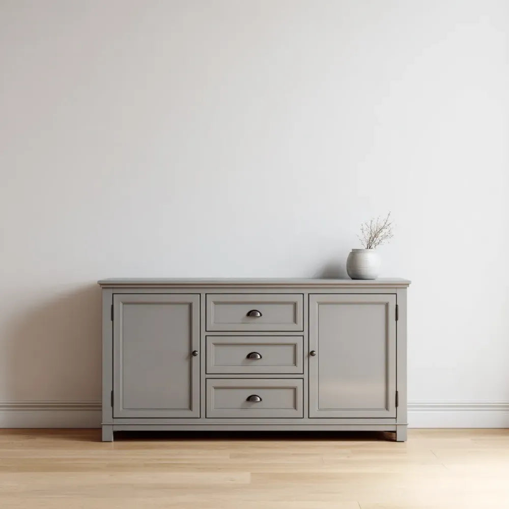 Sideboard Solid Wood 150x45x85 cm - Grey - Classic Design