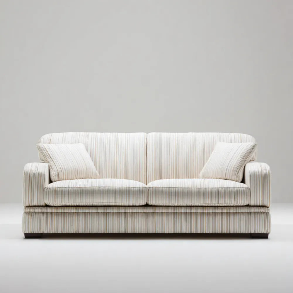 Striped Fabric Sofa - 200x90x85 cm - Beige/White - Contemporary Design